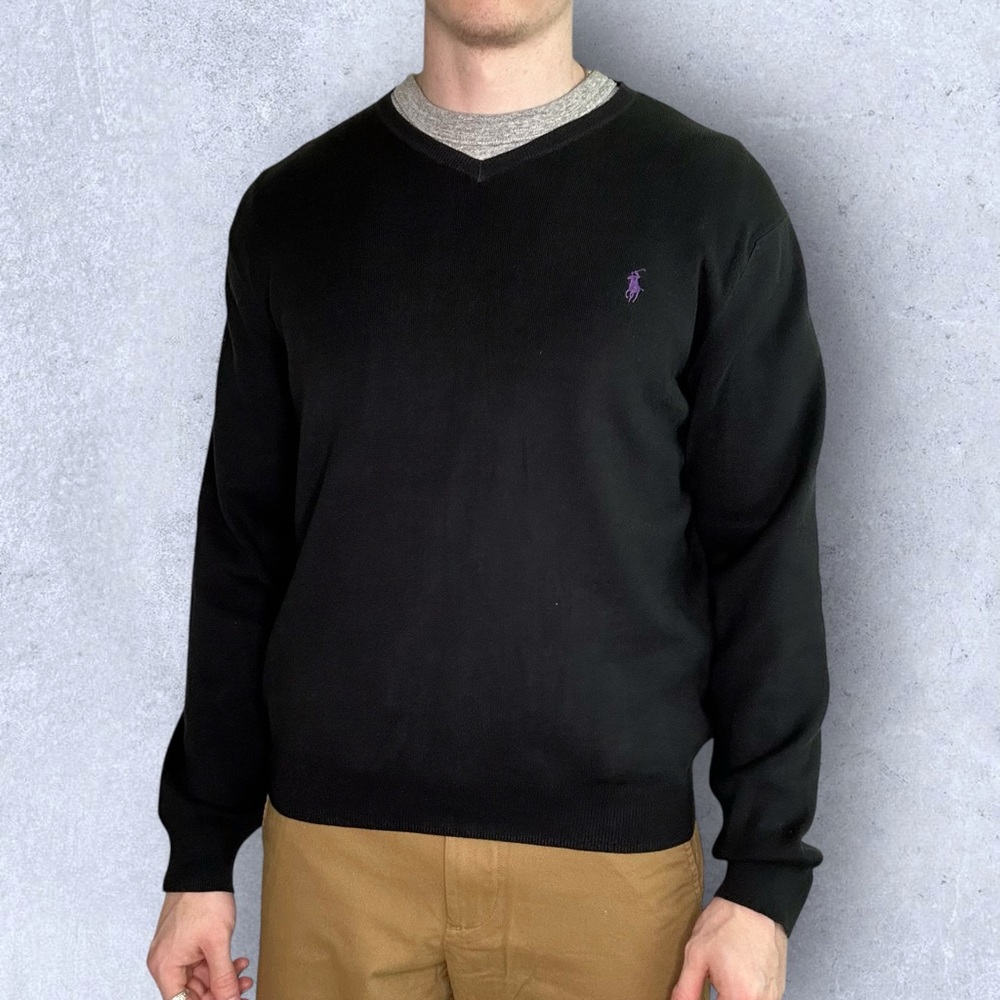 Polo Ralph Lauren Black V-Neck Sweater - Picture 2 of 5